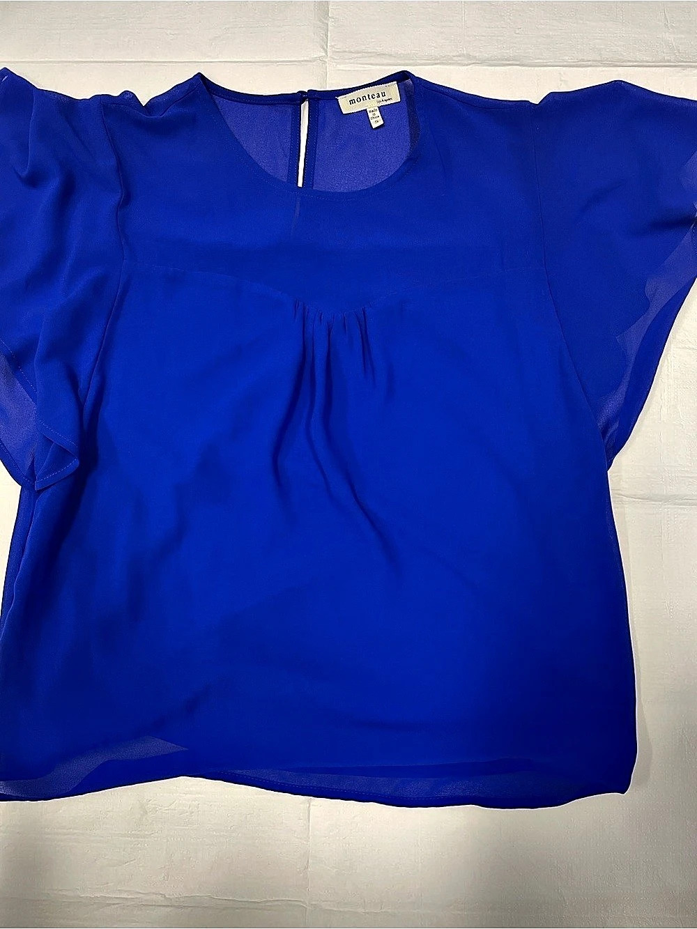 Monteau & Main Blue Blouse Size small Like New